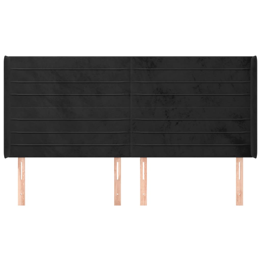 Testiera ad Orecchio Nera 163x16x118/128 cm in Velluto