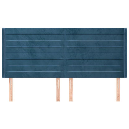 Testiera ad Orecchio Blu Scuro 163x16x118/128 cm in Velluto