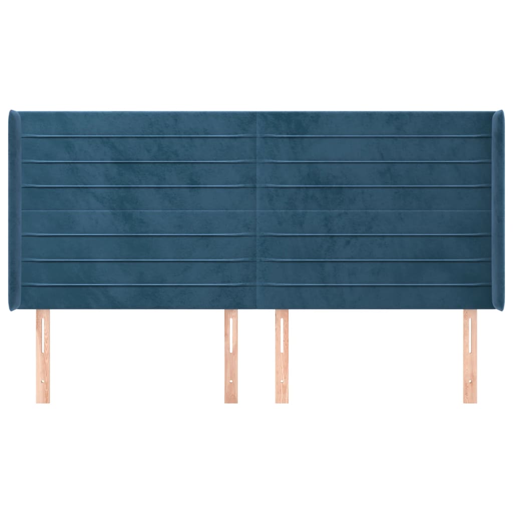 Testiera ad Orecchio Blu Scuro 163x16x118/128 cm in Velluto