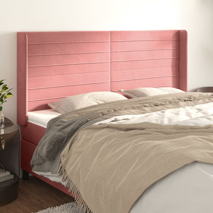 Testiera ad Orecchio Rosa 163x16x118/128 cm in Velluto