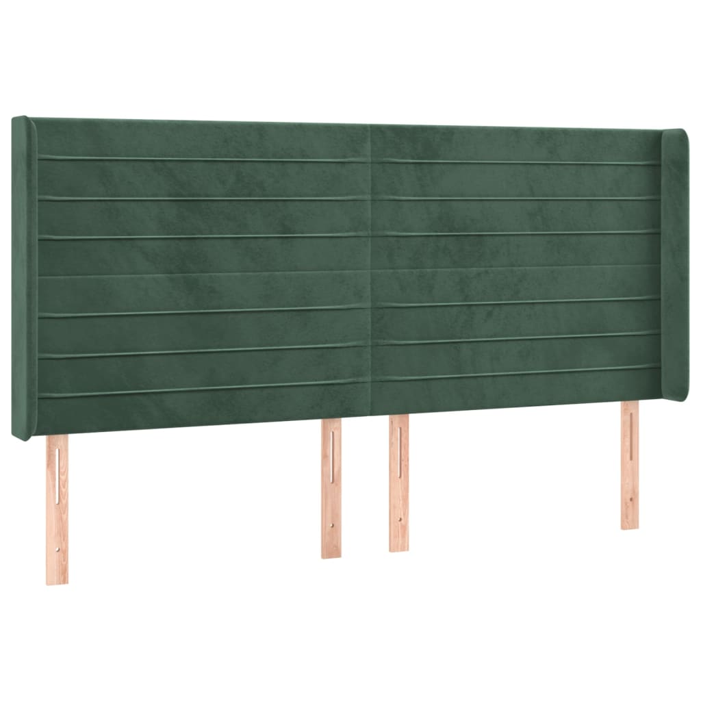 Testiera ad Orecchio Verde Scuro 183x16x118/128 cm in Velluto
