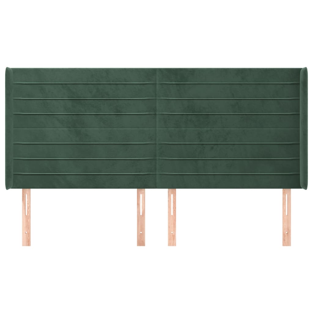 Testiera ad Orecchio Verde Scuro 183x16x118/128 cm in Velluto