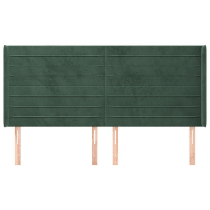 Testiera ad Orecchio Verde Scuro 183x16x118/128 cm in Velluto