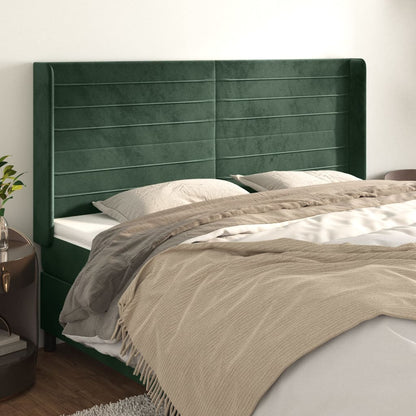 Testiera ad Orecchio Verde Scuro 183x16x118/128 cm in Velluto