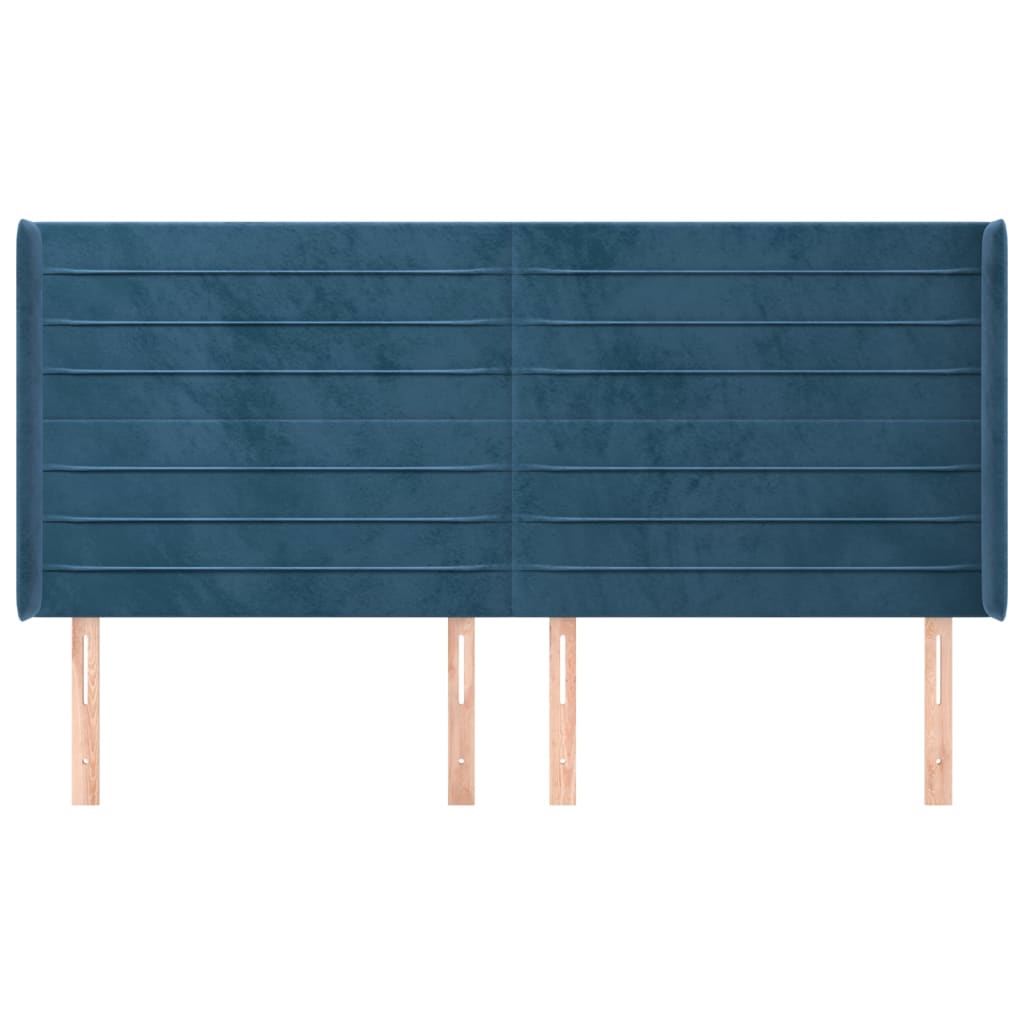 Testiera ad Orecchio Blu Scuro 183x16x118/128 cm in Velluto