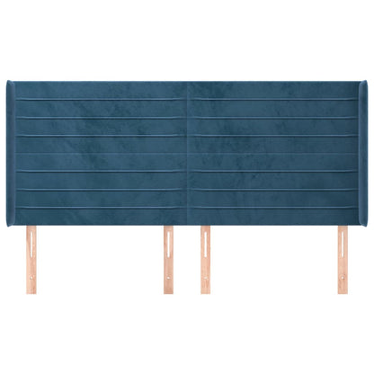 Testiera ad Orecchio Blu Scuro 183x16x118/128 cm in Velluto