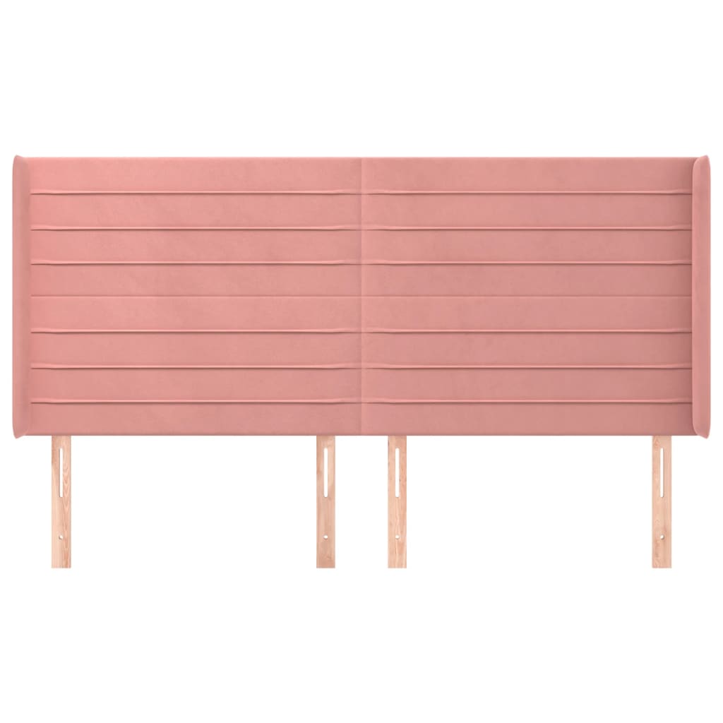 Testiera ad Orecchio Rosa 183x16x118/128 cm in Velluto