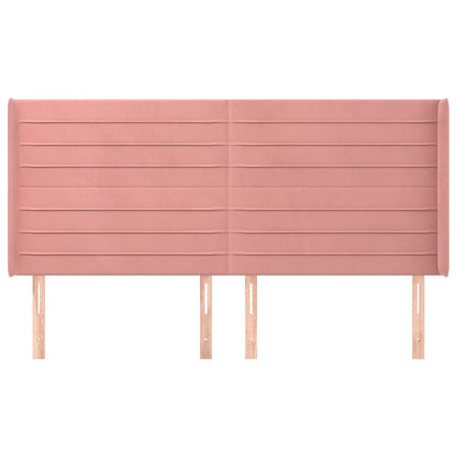 Testiera ad Orecchio Rosa 183x16x118/128 cm in Velluto