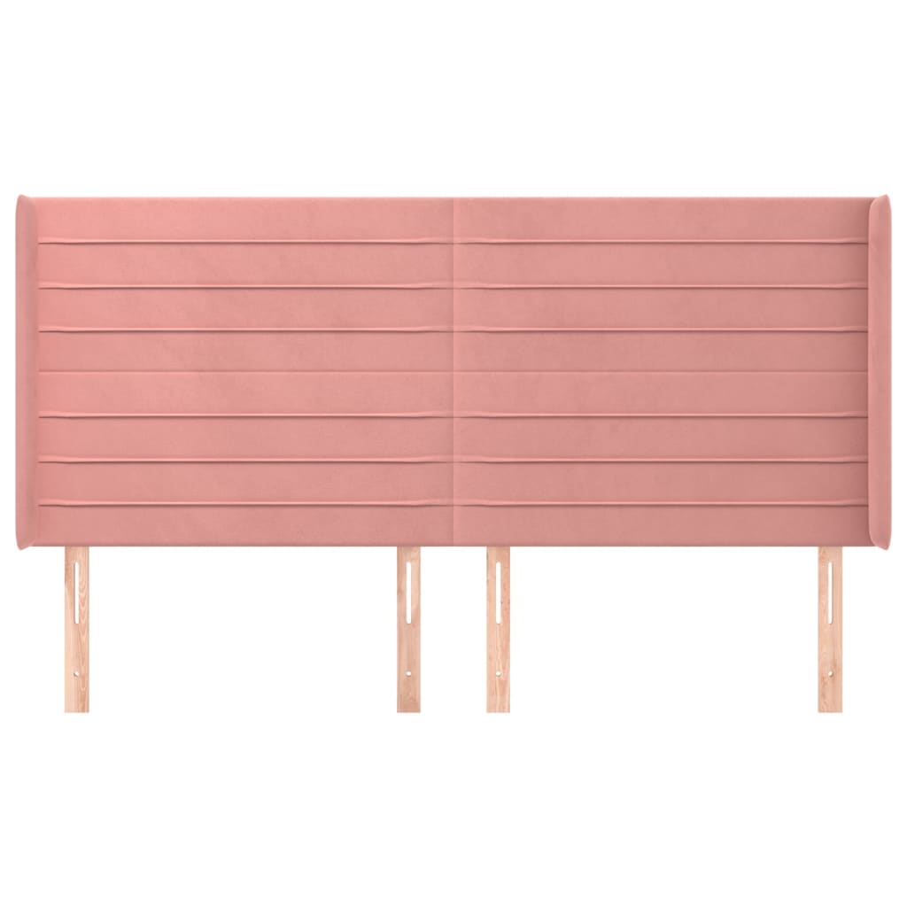 Testiera ad Orecchio Rosa 203x16x118/128 cm in Velluto