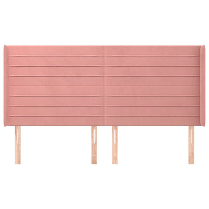 Testiera ad Orecchio Rosa 203x16x118/128 cm in Velluto