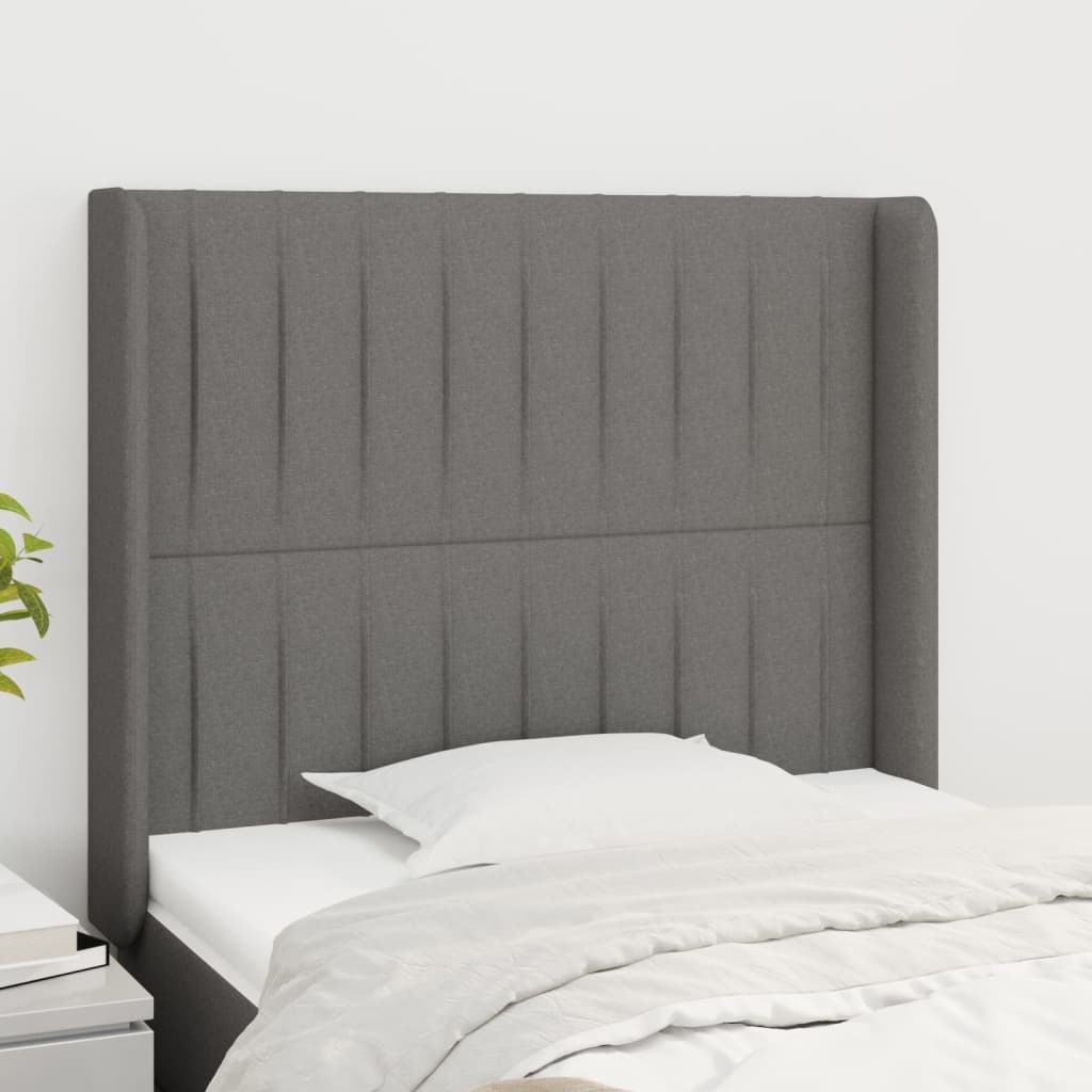 Testiera ad Orecchio Grigio Scuro 83x16x118/128 cm in Tessuto