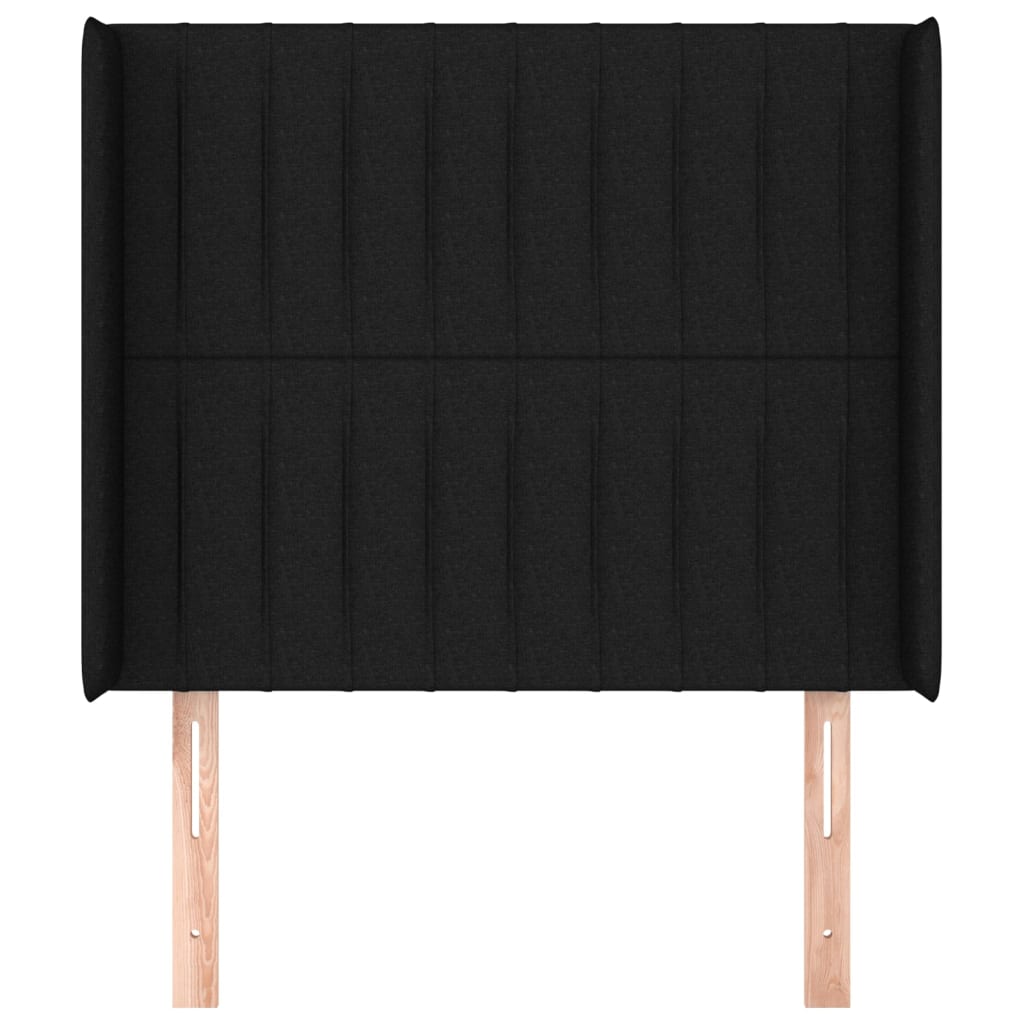 Testiera ad Orecchio Nera 83x16x118/128 cm in Tessuto