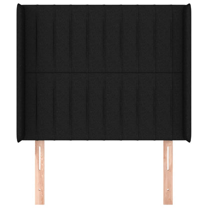 Testiera ad Orecchio Nera 83x16x118/128 cm in Tessuto