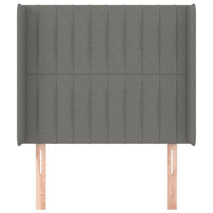 Testiera ad Orecchio Grigio Scuro 93x16x118/128 cm in Tessuto
