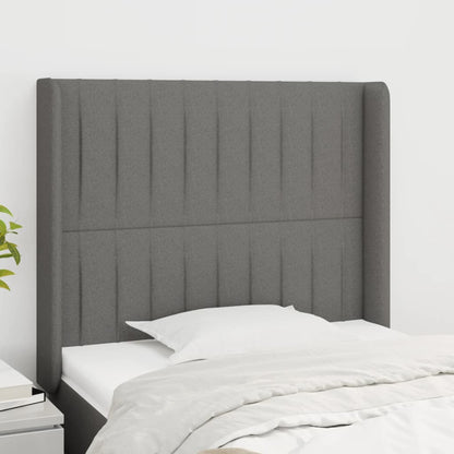 Testiera ad Orecchio Grigio Scuro 93x16x118/128 cm in Tessuto
