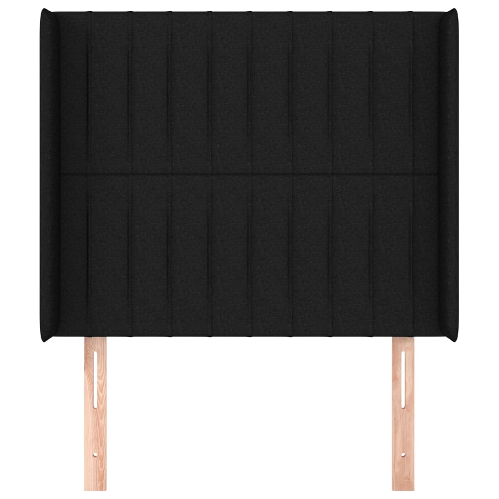 Testiera ad Orecchio Nera 103x16x118/128 cm in Tessuto
