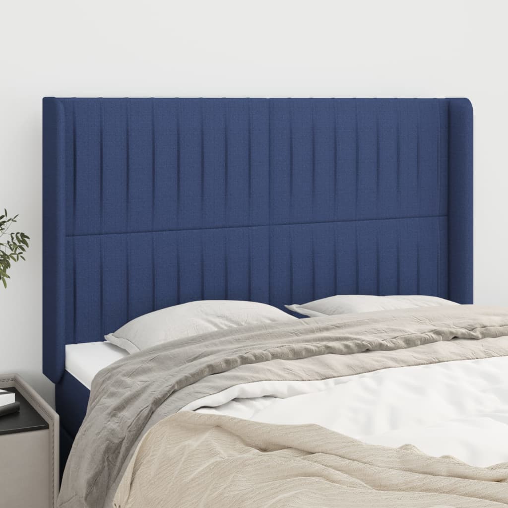 Testiera ad Orecchio Blu 147x16x118/128 cm in Tessuto