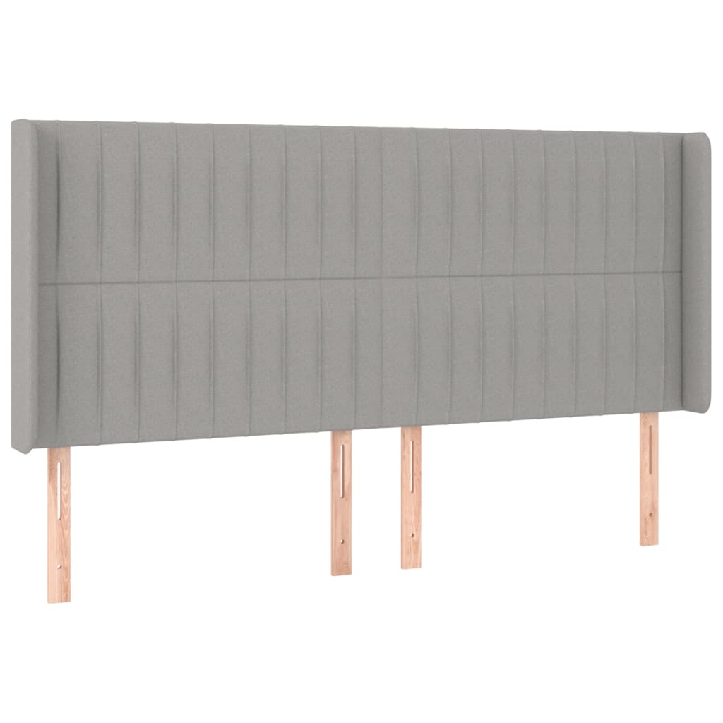Testiera ad Orecchio Grigio Chiaro 163x16x118/128 cm in Tessuto