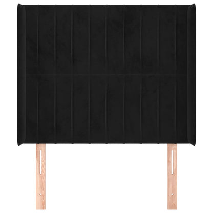 Testiera ad Orecchio Nera 83x16x118/128 cm in Velluto