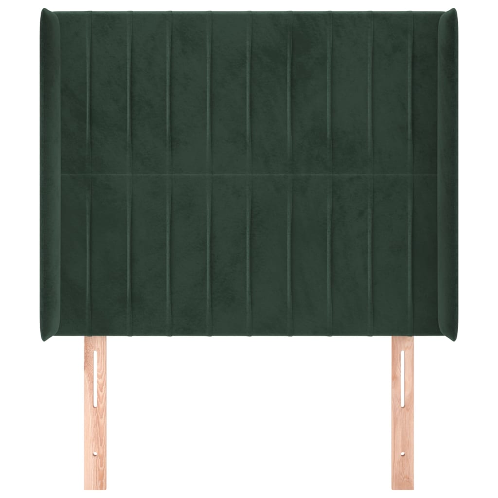 Testiera ad Orecchio Verde Scuro 83x16x118/128 cm in Velluto