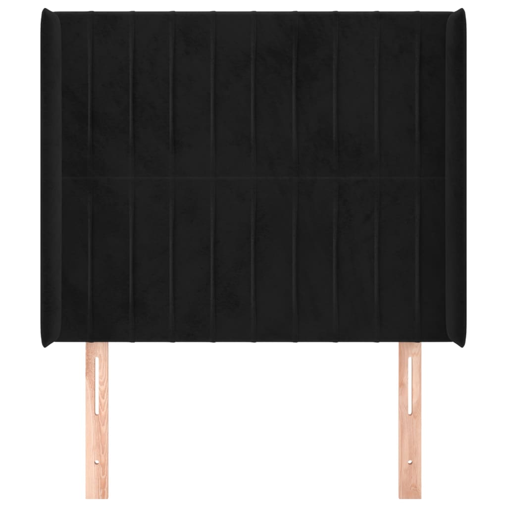 Testiera ad Orecchio Nera 93x16x118/128 cm in Velluto