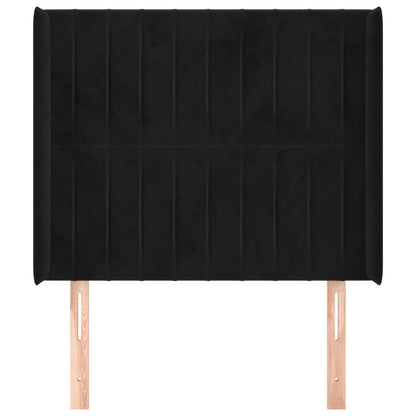 Testiera ad Orecchio Nera 93x16x118/128 cm in Velluto
