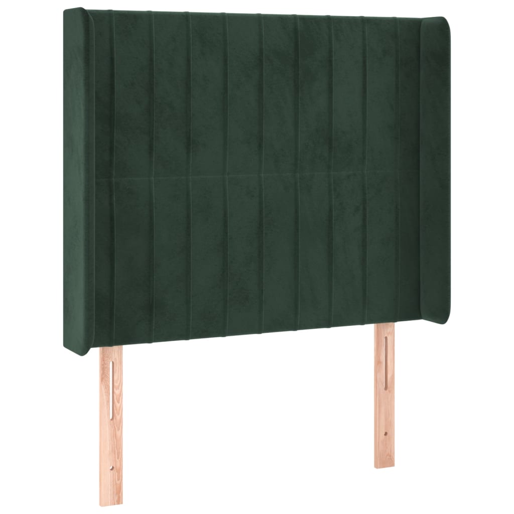 Testiera ad Orecchio Verde Scuro 93x16x118/128 cm in Velluto