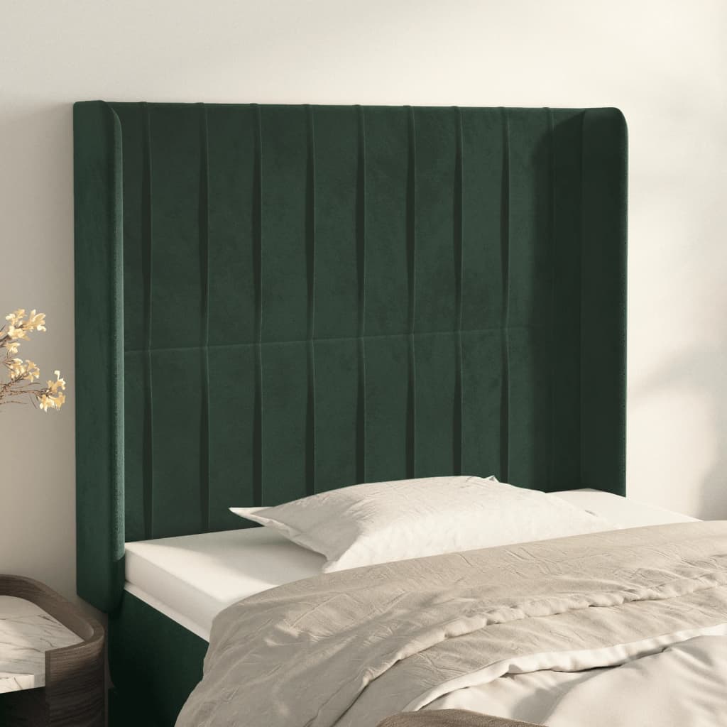 Testiera ad Orecchio Verde Scuro 93x16x118/128 cm in Velluto