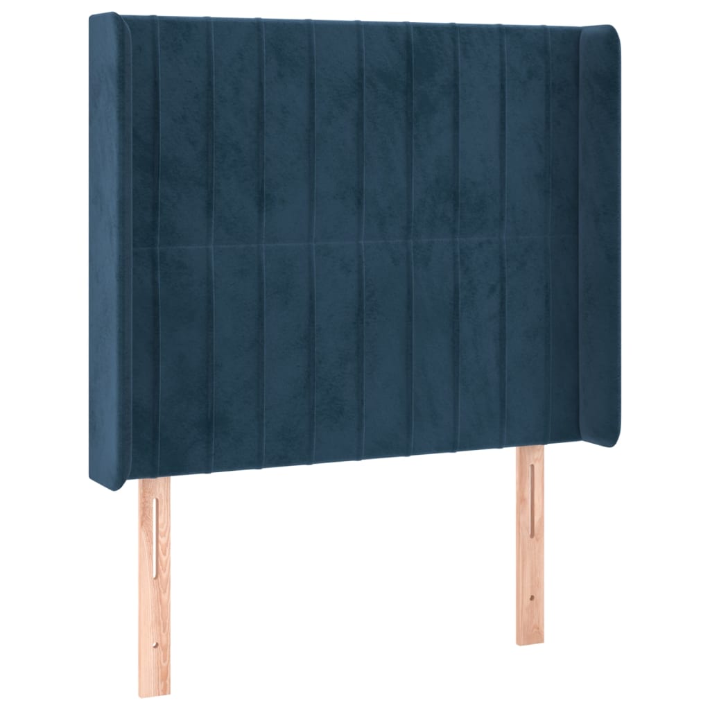 Testiera ad Orecchio Blu Scuro 93x16x118/128 cm in Velluto