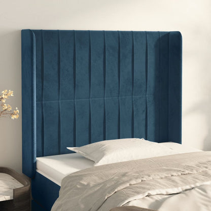 Testiera ad Orecchio Blu Scuro 93x16x118/128 cm in Velluto