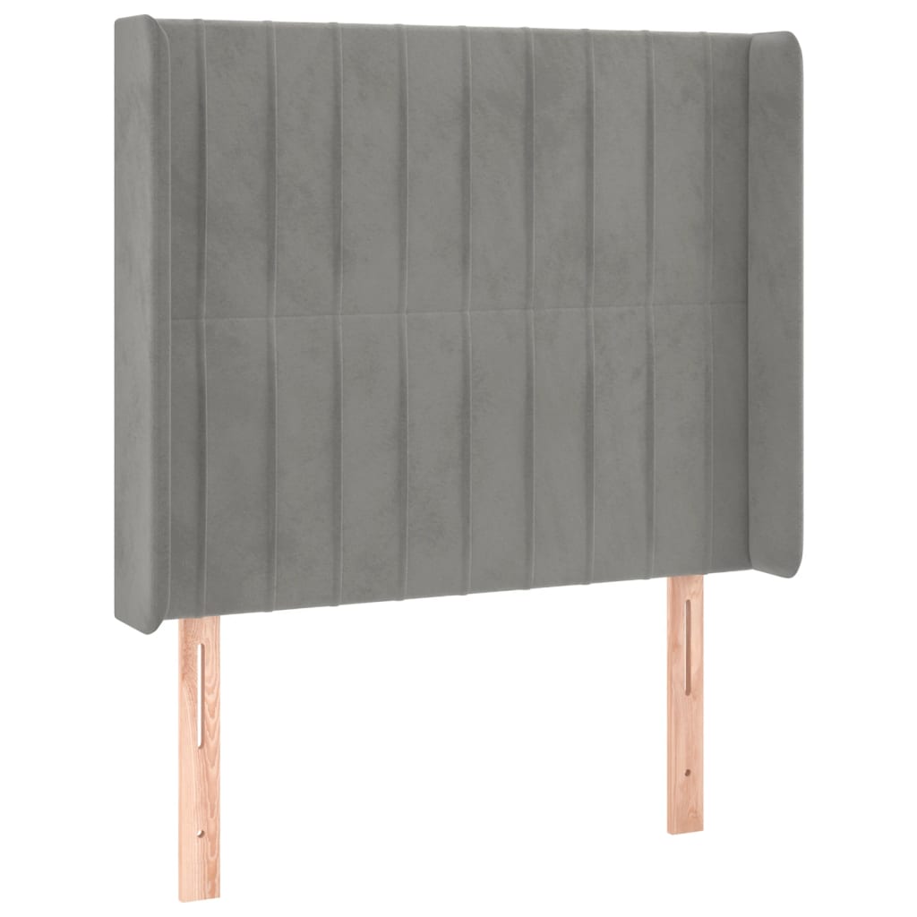 Testiera ad Orecchio Grigio Chiaro 103x16x118/128 cm in Velluto
