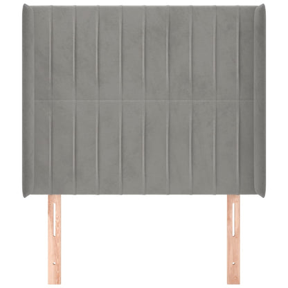 Testiera ad Orecchio Grigio Chiaro 103x16x118/128 cm in Velluto