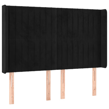 Testiera ad Orecchio Nera 147x16x118/128 cm in Velluto