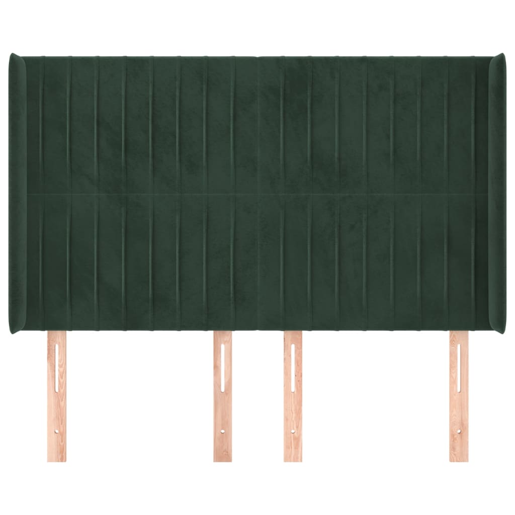 Testiera ad Orecchio Verde Scuro 147x23x118/128cm in Velluto