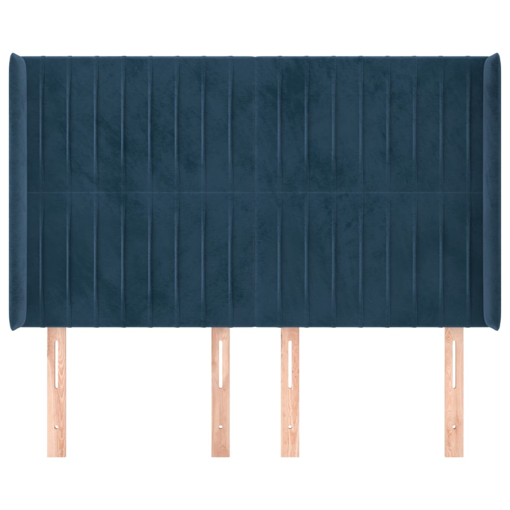 Testiera ad Orecchio Blu Scuro 147x16x118/128 cm in Velluto