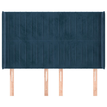 Testiera ad Orecchio Blu Scuro 147x16x118/128 cm in Velluto