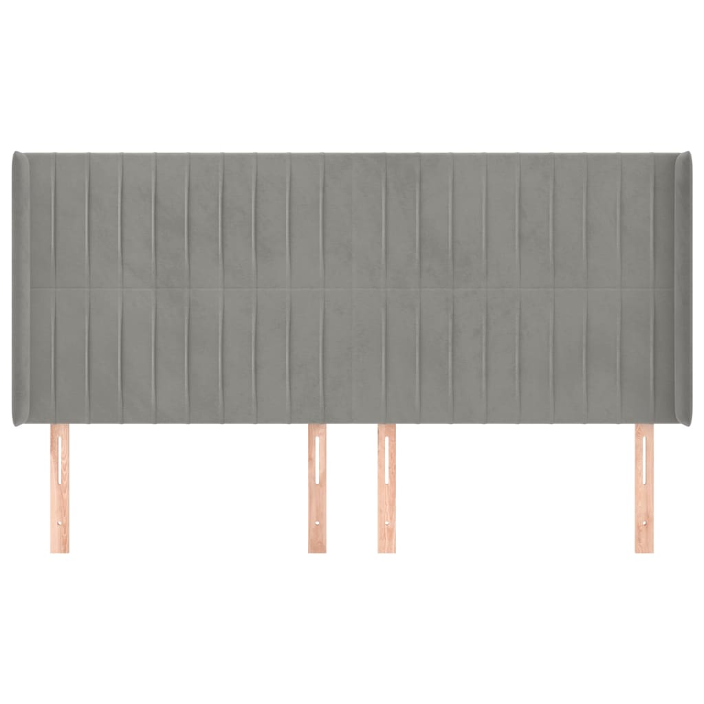 Testiera ad Orecchio Grigio Chiaro 163x16x118/128 cm in Velluto
