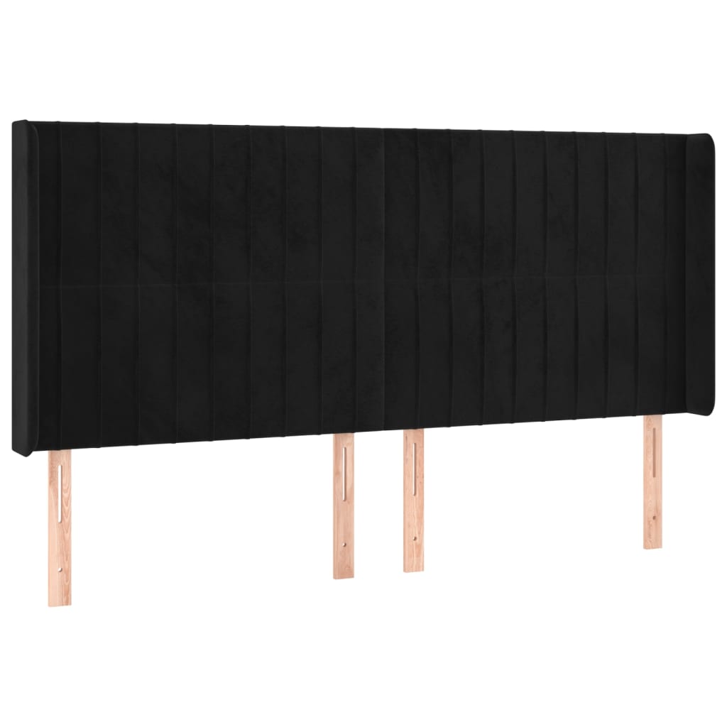 Testiera ad Orecchio Nera 163x16x118/128 cm in Velluto