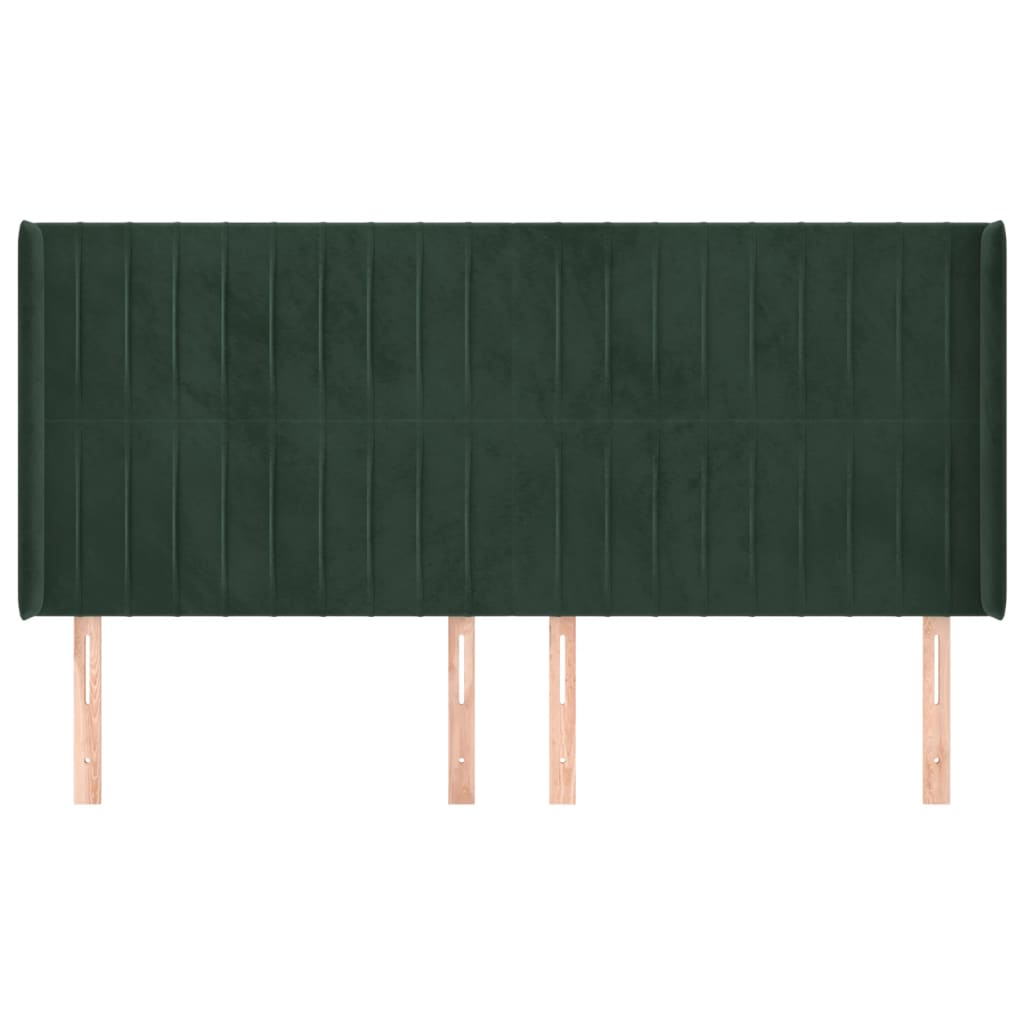 Testiera ad Orecchio Verde Scuro 163x16x118/128 cm in Velluto