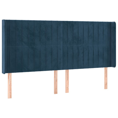 Testiera ad Orecchio Blu Scuro 163x16x118/128 cm in Velluto