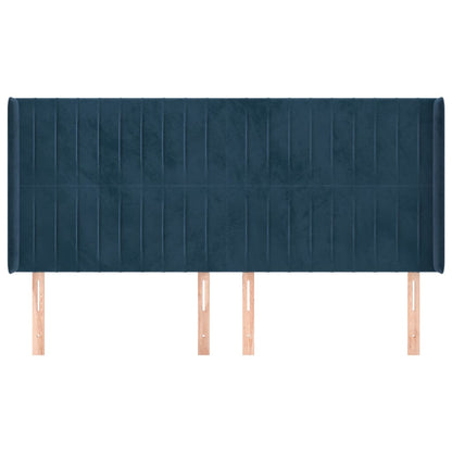 Testiera ad Orecchio Blu Scuro 163x16x118/128 cm in Velluto