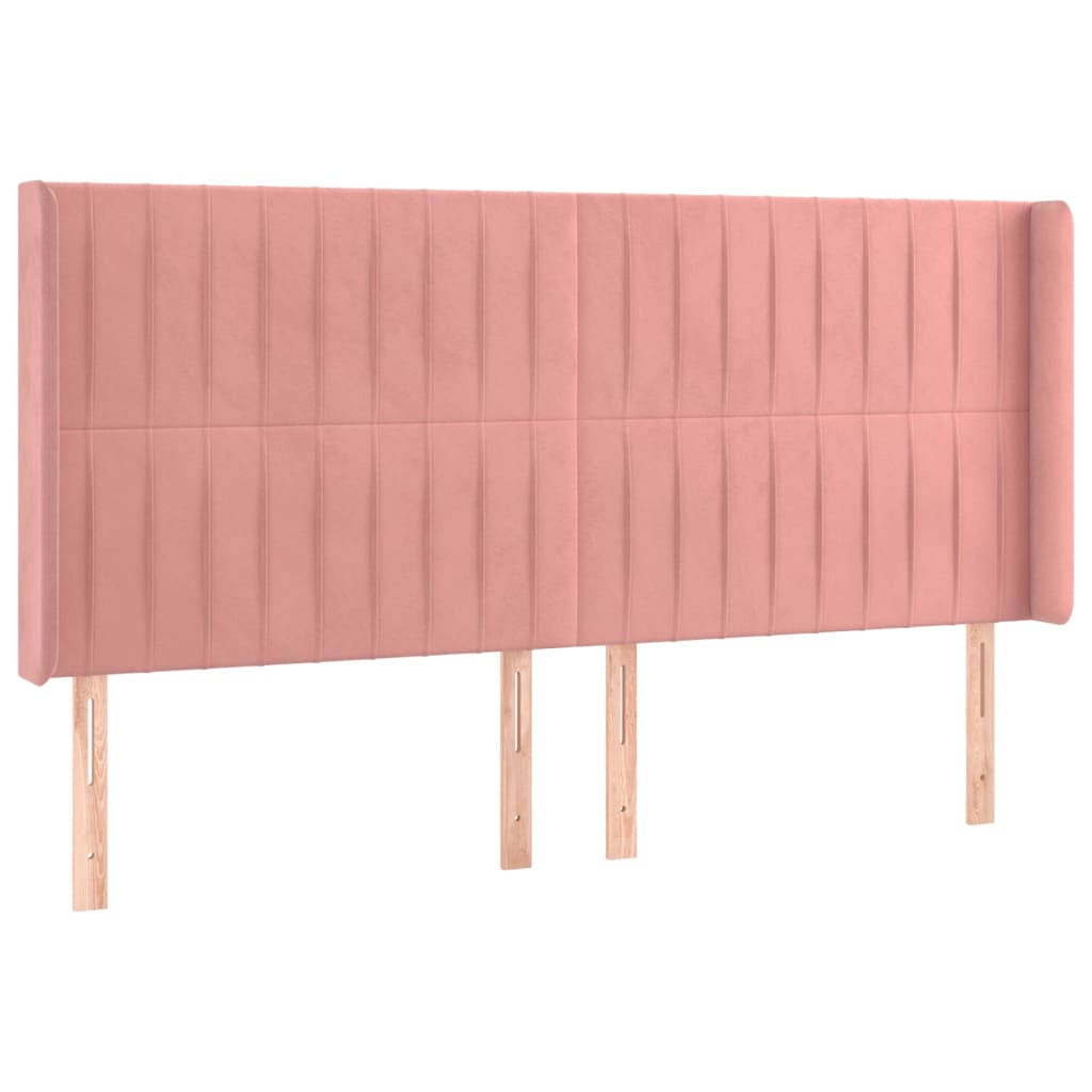 Testiera ad Orecchio Rosa 163x16x118/128 cm in Velluto
