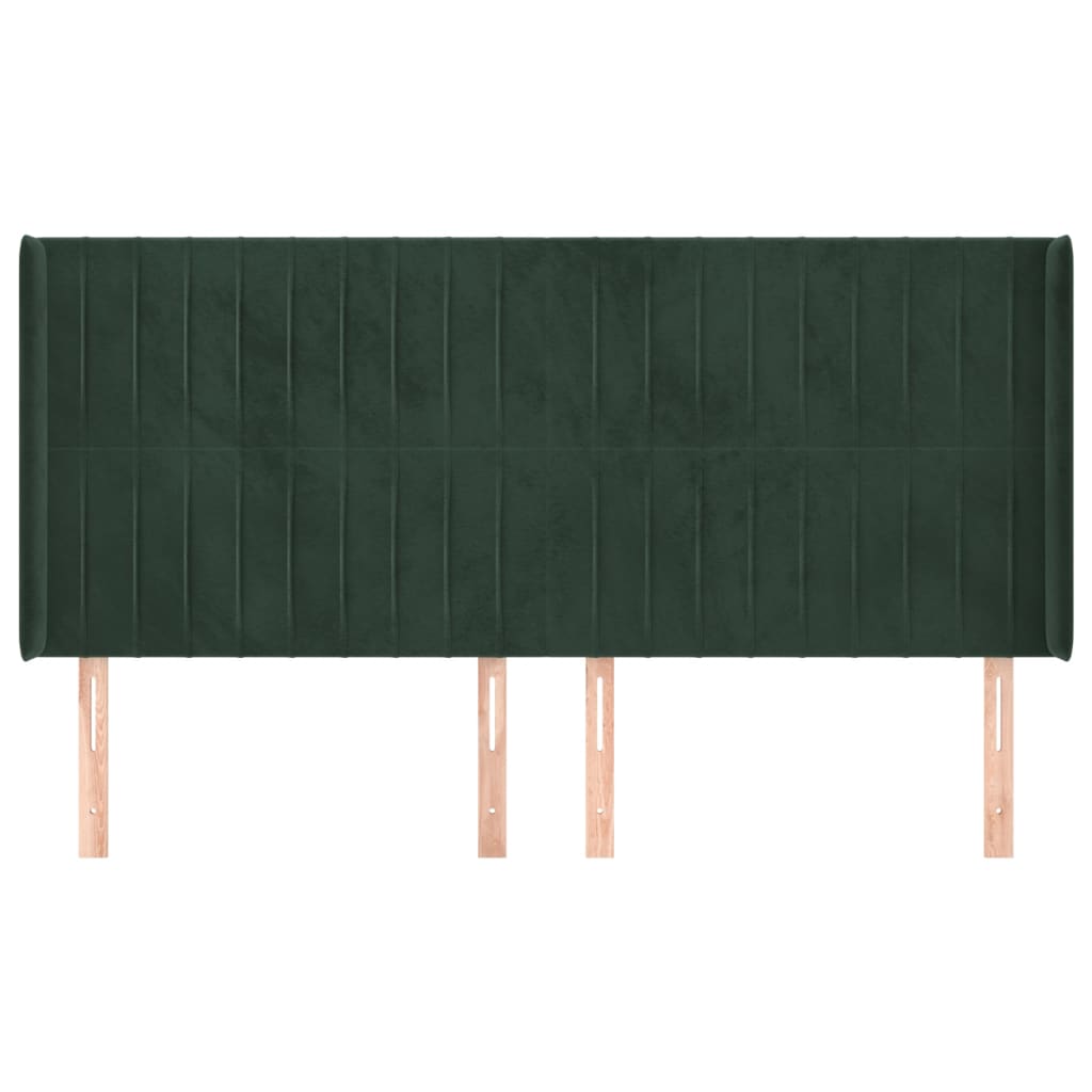 Testiera ad Orecchio Verde Scuro 183x16x118/128 cm in Velluto