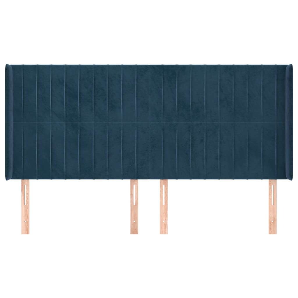 Testiera ad Orecchio Blu Scuro 183x16x118/128 cm in Velluto