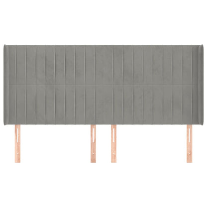 Testiera ad Orecchio Grigio Chiaro 203x16x118/128 cm in Velluto