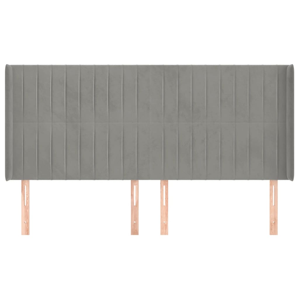 Testiera ad Orecchio Grigio Chiaro 203x16x118/128 cm in Velluto