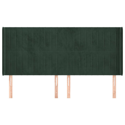 Testiera ad Orecchio Verde Scuro 203x16x118/128 cm in Velluto