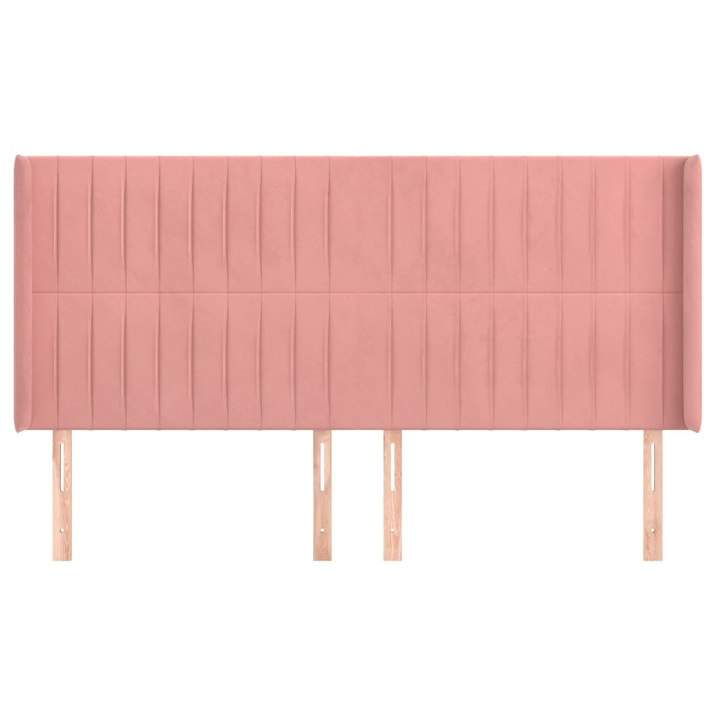 Testiera ad Orecchio Rosa 203x16x118/128 cm in Velluto