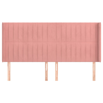 Testiera ad Orecchio Rosa 203x16x118/128 cm in Velluto