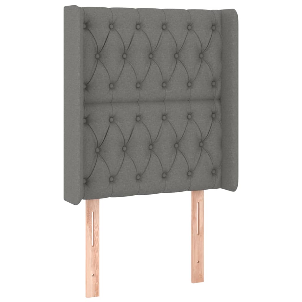 Testiera ad Orecchio Grigio Scuro 83x16x118/128 cm in Tessuto